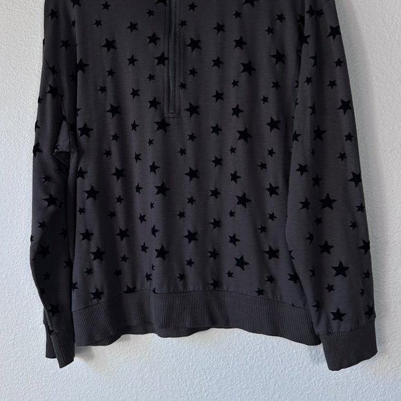 Lou & Grey size L 1/4 zip sweater signature soft gray velvet star print - Picture 3 of 11